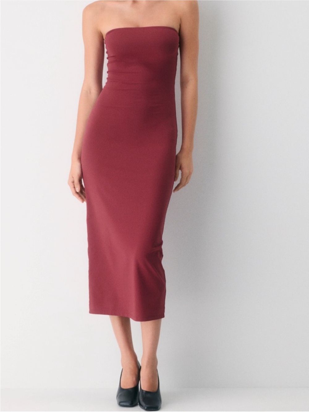 NWOT, Aritzia Strapless Red Original Contour Enrapture Midi Dress - Picture 3 of 6